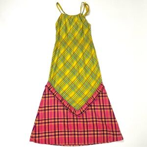 Vintage Tartan Print Maxi Cotton Dress
